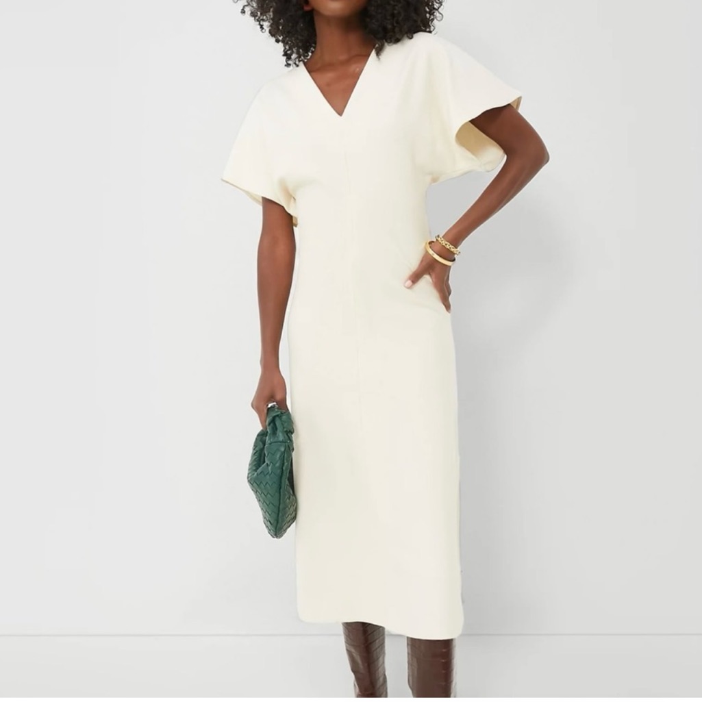 Vanessa Bruno Ecru Ariana Cream Midi Dress Size 42 Or M